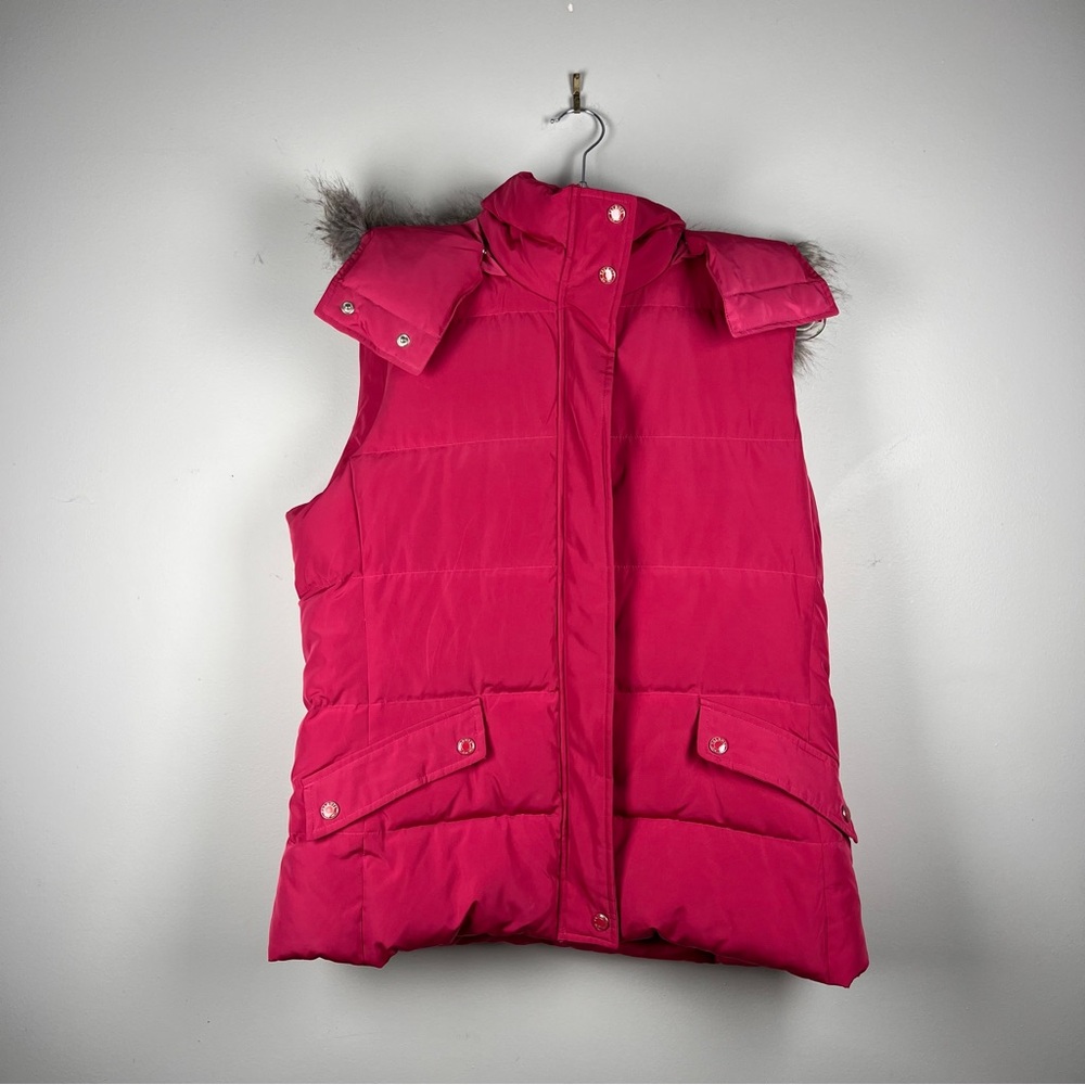 Talbots Pink Raspberry Duck Down Puffer Ski Full Zip Up Winter Vest Size Medium